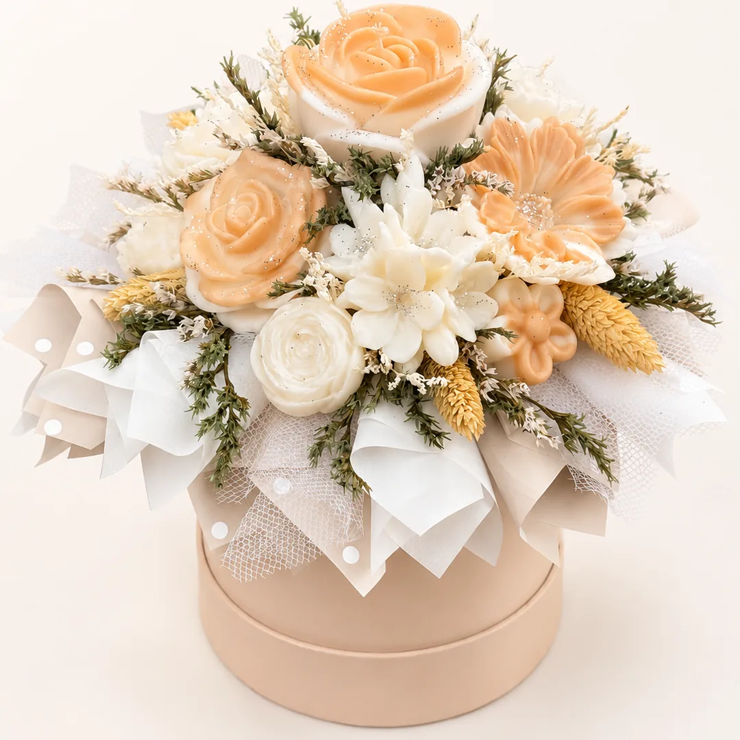 Flowerboxy z woskowych kwiatów Soy Candles Lori